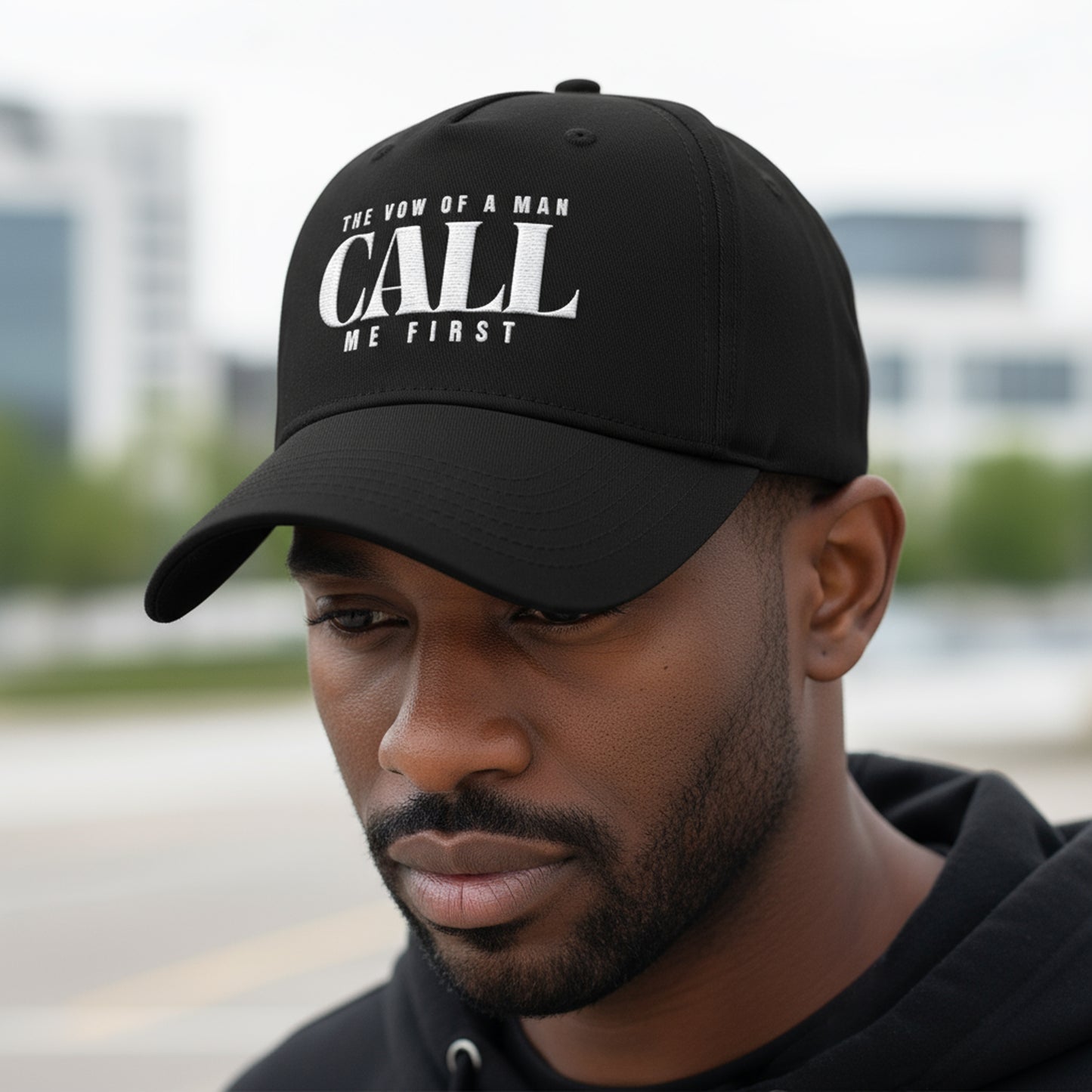 Pre Order- The Vow of A Man Stylish Mid Profile Baseball Cap - 'CALL ME FIRST' Hat for Men, Casual Wear, Gift for Him, Father's Day, Everyday Style Christmas gift for Dad or Husband