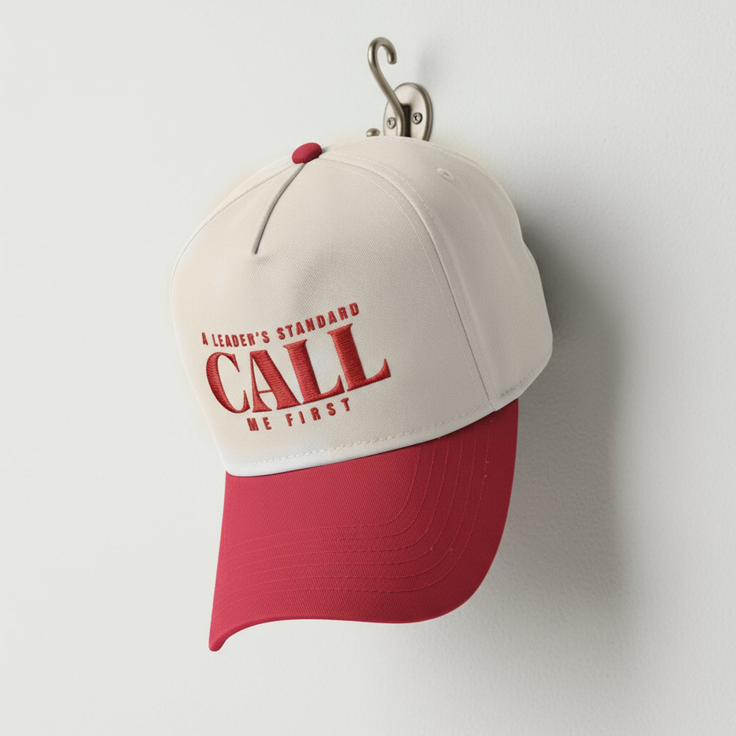 Pre Order- A Leader’s Standard Cap, Husband, Dad Hat, Christmas Gift for Dad, Father's Day Gift, Call Me First Hat, Casual Cap, Red and Beige Cap