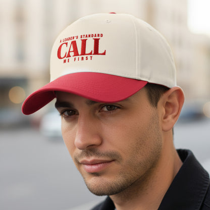 Pre Order- A Leader’s Standard Cap, Husband, Dad Hat, Christmas Gift for Dad, Father's Day Gift, Call Me First Hat, Casual Cap, Red and Beige Cap