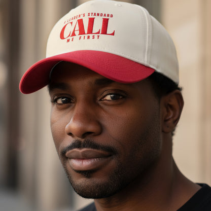 Pre Order- A Leader’s Standard Cap, Husband, Dad Hat, Christmas Gift for Dad, Father's Day Gift, Call Me First Hat, Casual Cap, Red and Beige Cap