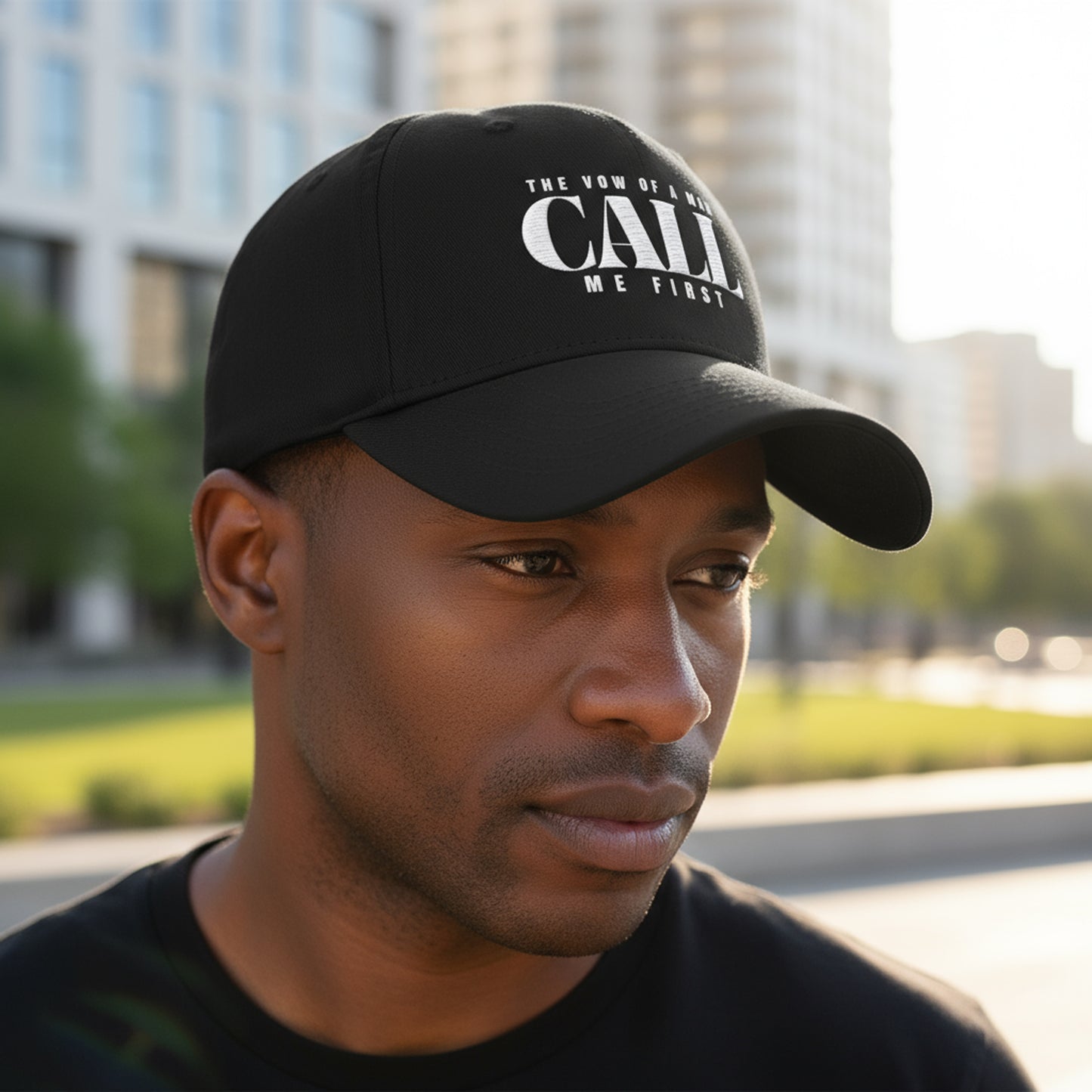 Pre Order- The Vow of A Man Stylish Mid Profile Baseball Cap - 'CALL ME FIRST' Hat for Men, Casual Wear, Gift for Him, Father's Day, Everyday Style Christmas gift for Dad or Husband