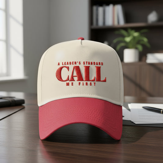 Pre Order- A Leader’s Standard Cap, Husband, Dad Hat, Christmas Gift for Dad, Father's Day Gift, Call Me First Hat, Casual Cap, Red and Beige Cap