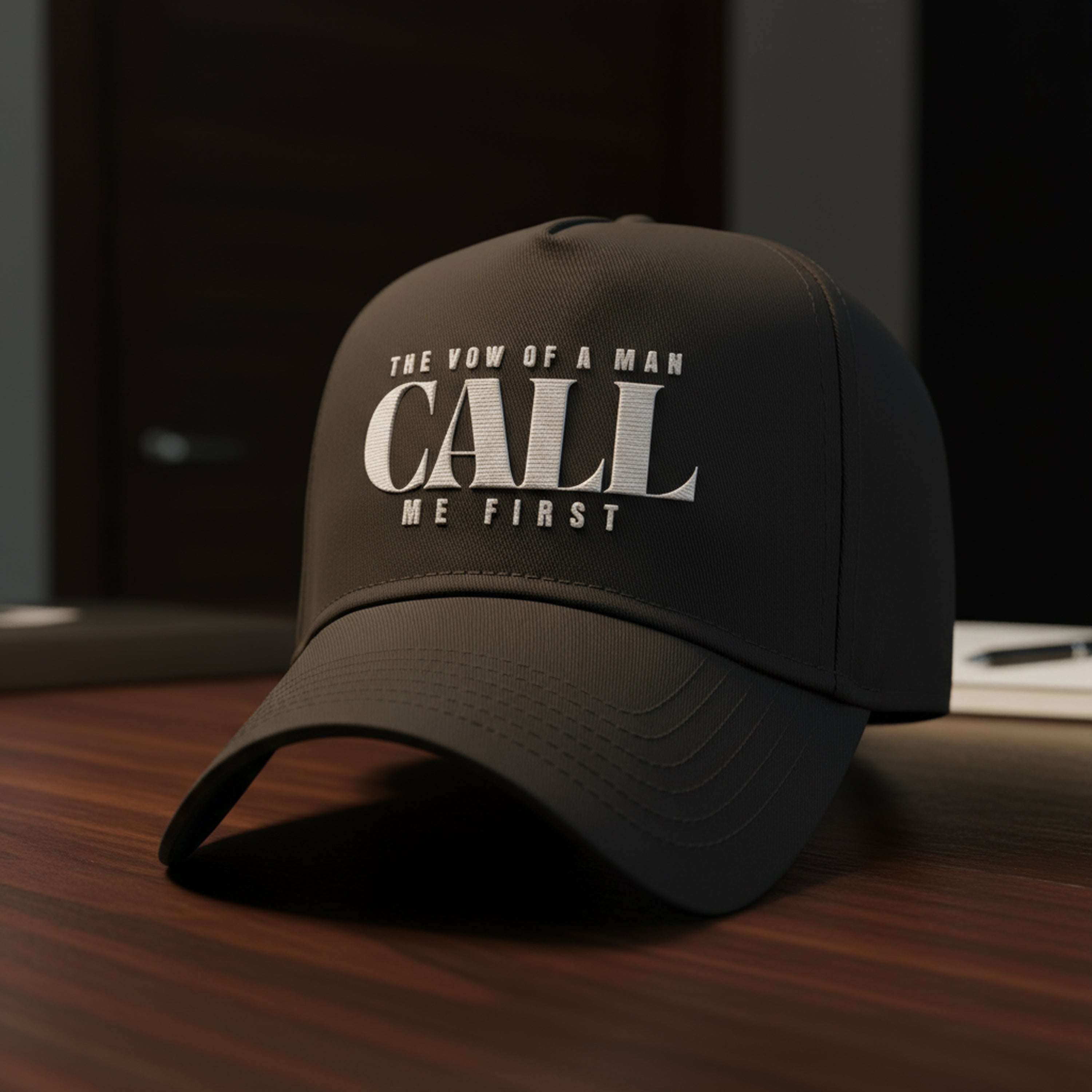 Pre Order- The Vow of A Man Stylish Mid Profile Baseball Cap - 'CALL ME FIRST' Hat for Men, Casual Wear, Gift for Him, Father's Day, Everyday Style Christmas gift for Dad or Husband
