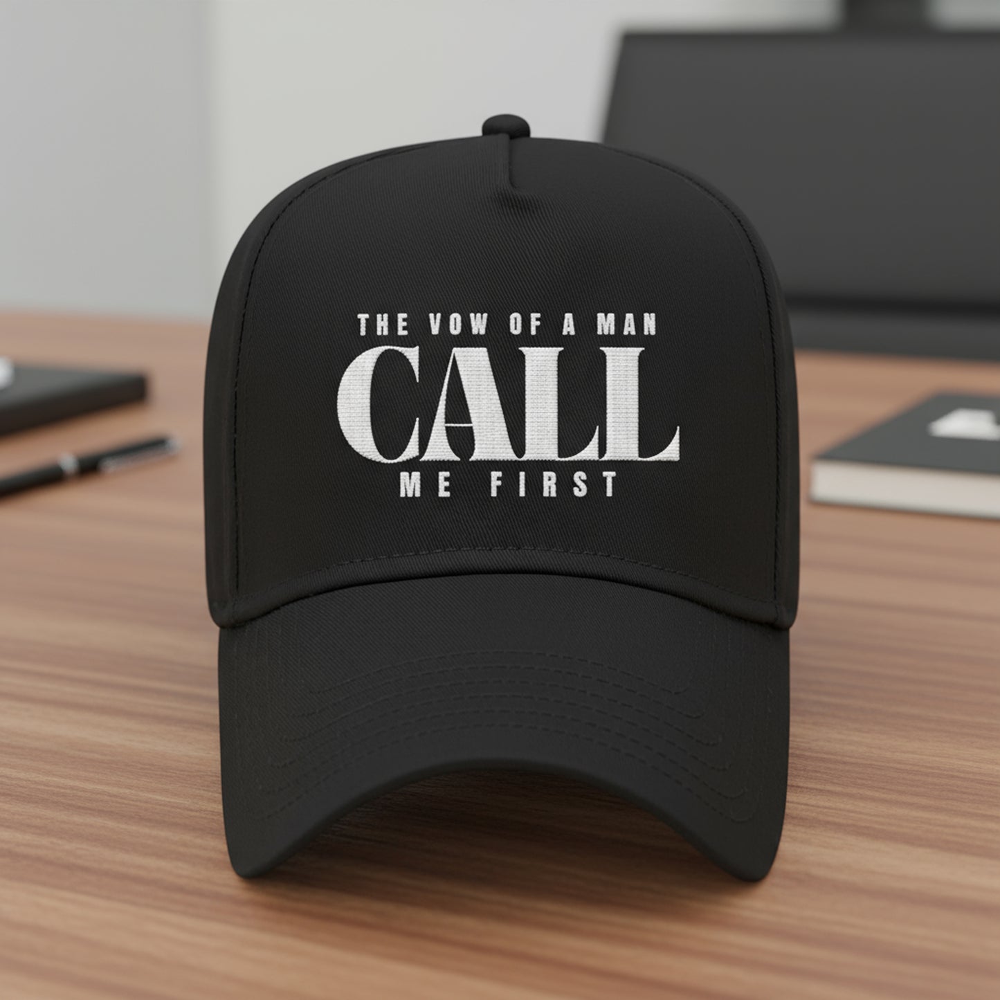 Pre Order- The Vow of A Man Stylish Mid Profile Baseball Cap - 'CALL ME FIRST' Hat for Men, Casual Wear, Gift for Him, Father's Day, Everyday Style Christmas gift for Dad or Husband