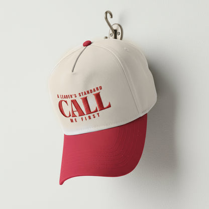 Pre Order- A Leader’s Standard Cap, Husband, Dad Hat, Christmas Gift for Dad, Father's Day Gift, Call Me First Hat, Casual Cap, Red and Beige Cap