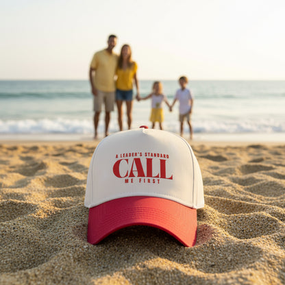 Pre Order- A Leader’s Standard Cap, Husband, Dad Hat, Christmas Gift for Dad, Father's Day Gift, Call Me First Hat, Casual Cap, Red and Beige Cap