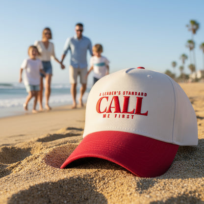 Pre Order- A Leader’s Standard Cap, Husband, Dad Hat, Christmas Gift for Dad, Father's Day Gift, Call Me First Hat, Casual Cap, Red and Beige Cap