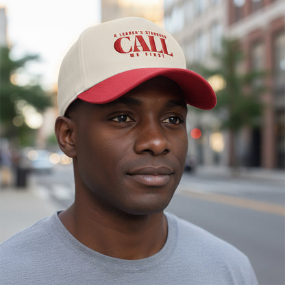 Pre Order- A Leader’s Standard Cap, Husband, Dad Hat, Christmas Gift for Dad, Father's Day Gift, Call Me First Hat, Casual Cap, Red and Beige Cap