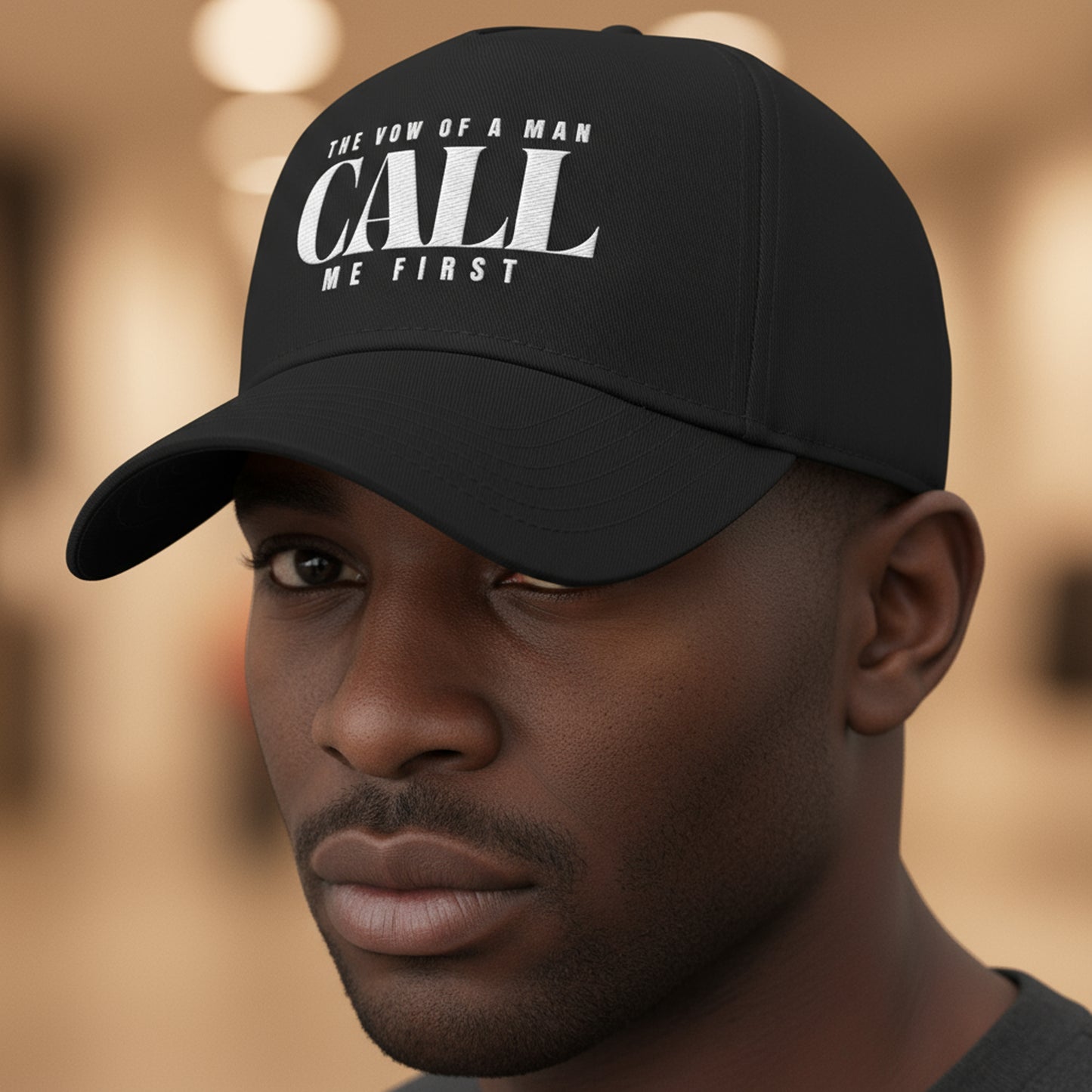 Pre Order- The Vow of A Man Stylish Mid Profile Baseball Cap - 'CALL ME FIRST' Hat for Men, Casual Wear, Gift for Him, Father's Day, Everyday Style Christmas gift for Dad or Husband