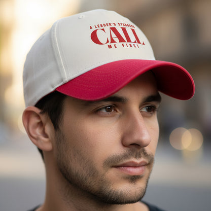 Pre Order- A Leader’s Standard Cap, Husband, Dad Hat, Christmas Gift for Dad, Father's Day Gift, Call Me First Hat, Casual Cap, Red and Beige Cap