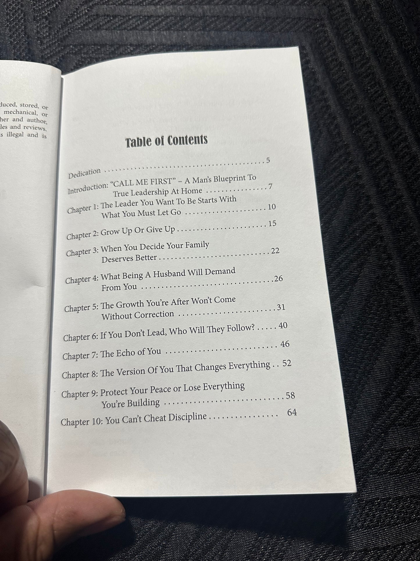 The "call me first"  book A mans blueprint for true leadership at home