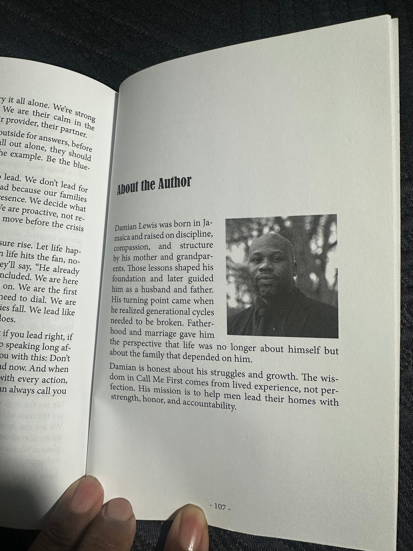 The "call me first"  book A mans blueprint for true leadership at home